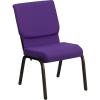 Flash Furniture 4 Pack HERCULES Series 18.5”W Stacking Church Chair in Black Fabric – Silver Vein Frame(Purple Fabric/Gold Vein Frame)