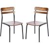 Flash Furniture Cyprus Commercial Grade Wood Dining Chair, Metal Frame, Solid Wood Seat and Back, Floor Glides, Set of 2, White/Antique White(Antique Copper)