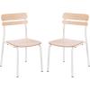 Flash Furniture Cyprus Commercial Grade Wood Dining Chair, Metal Frame, Solid Wood Seat and Back, Floor Glides, Set of 2, White/Antique White(Antique White)