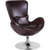 Flash Furniture Egg Series White LeatherSoft Side Reception Chair(Brown Leathersoft)