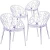 Flash Furniture Jonah 4 Pack Specter Series Transparent Stacking Side Chair(Set of 4)