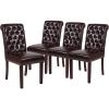 Flash Furniture Set of 4 Hercules Series Brown LeatherSoft Parsons Chairs with Rolled Back, Accent Nail Trim and Walnut Finish