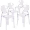Flash Furniture Theo Ghost Chair with Tear Back in Transparent Crystal(Set of 4)