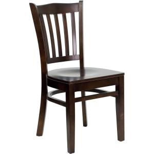 Flash Furniture 4 Pack HERCULES Series Vertical Slat Back Walnut Wood Restaurant Chair
