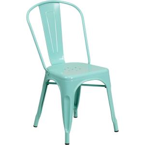Flash Furniture Commercial Grade Mint Green Metal Indoor-Outdoor Stackable Chair(Mint Green)