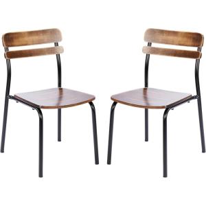 Flash Furniture Cyprus Commercial Grade Wood Dining Chair, Metal Frame, Solid Wood Seat and Back, Floor Glides, Set of 2, White/Antique White(Antique Copper)