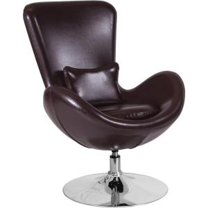 Flash Furniture Egg Series White LeatherSoft Side Reception Chair(Brown Leathersoft)