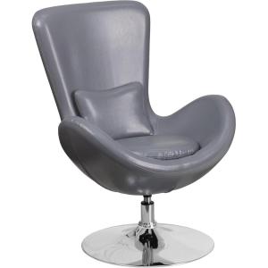 Flash Furniture Egg Series White LeatherSoft Side Reception Chair(Gray Leathersoft)