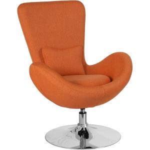 Flash Furniture Egg Series White LeatherSoft Side Reception Chair(Orange Fabric)