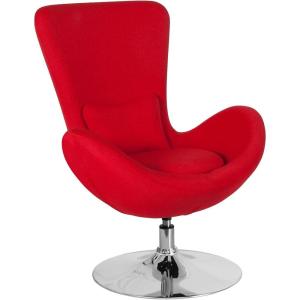 Flash Furniture Egg Series White LeatherSoft Side Reception Chair(Red Fabric)