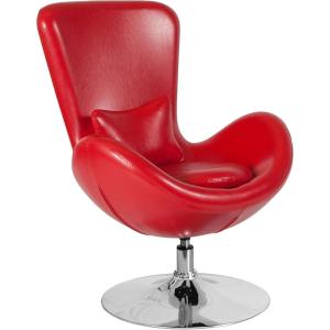 Flash Furniture Egg Series White LeatherSoft Side Reception Chair(Red Leathersoft)