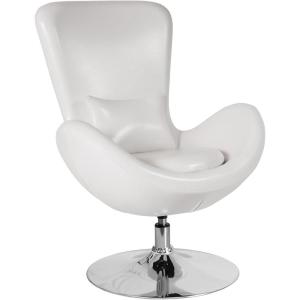 Flash Furniture Egg Series White LeatherSoft Side Reception Chair(White Leathersoft)