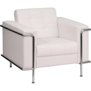 Flash Furniture HERCULES Lesley Series Contemporary White LeatherSoft Chair with Encasing Frame