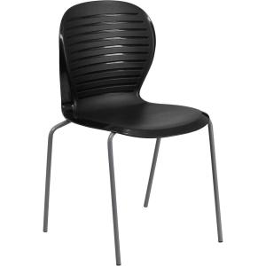 Flash Furniture HERCULES Series 551 lb. Capacity White Stack Chair(Black)