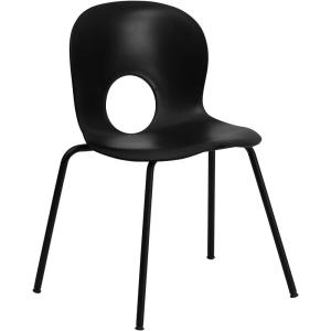 Flash Furniture HERCULES Series 770 lb. Capacity Designer White Plastic Stack Chair with Black Frame(Black)