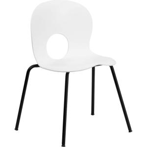 Flash Furniture HERCULES Series 770 lb. Capacity Designer White Plastic Stack Chair with Black Frame(White)