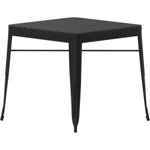 Flash Furniture Helvey Commercial 5 Piece Table and Chairs Set – 4 Black Metal Chairs with Poly Resin Seats – Black 31.5″ Square Table with Poly Resin Top(Contemporary)