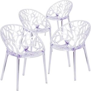 Flash Furniture Jonah 4 Pack Specter Series Transparent Stacking Side Chair(Set of 4)