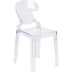 Flash Furniture Theo Ghost Chair with Tear Back in Transparent Crystal(Set of 1)