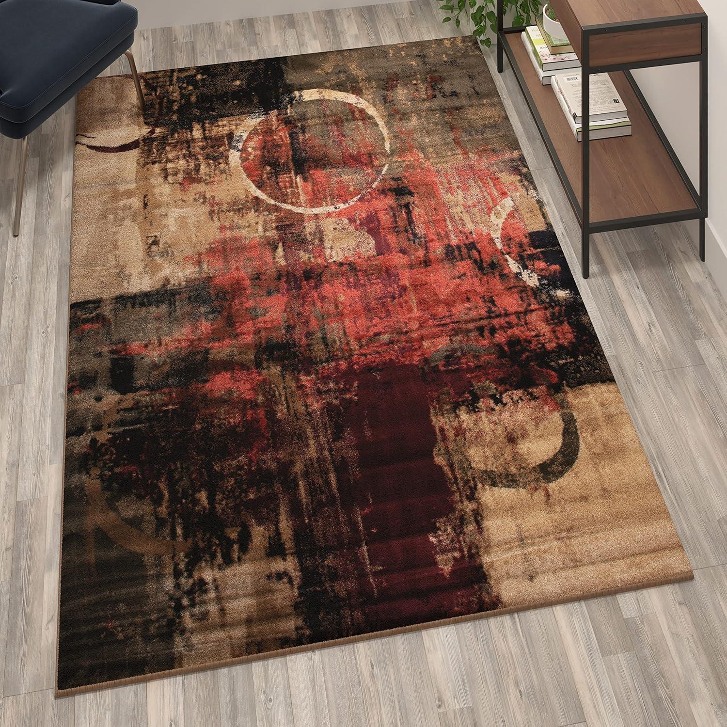 image:imageFlash Furniture Caldor Collection 6 x 9 Abstract Area Rug Black and Gray Olefin Facing Jute Backing Living Room or Bedroom5 x 76 Rectangular