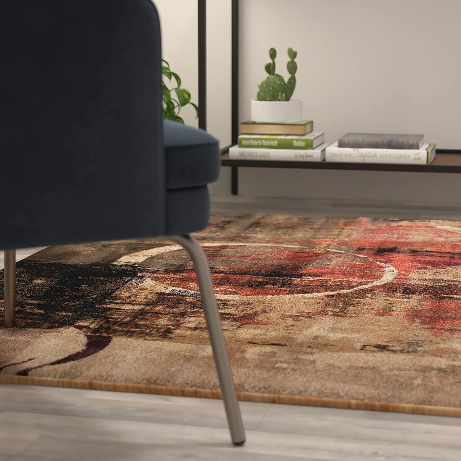 image:imageFlash Furniture Caldor Collection 6 x 9 Abstract Area Rug Black and Gray Olefin Facing Jute Backing Living Room or Bedroom5 x 76 Rectangular