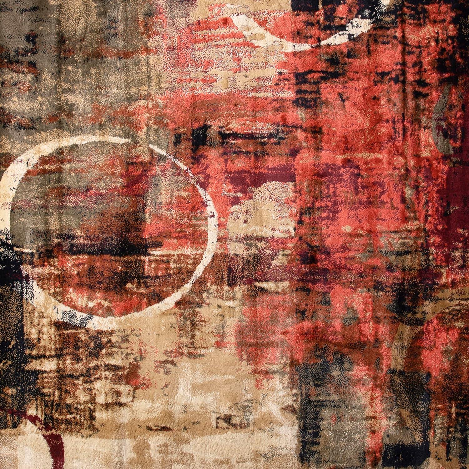 image:imageFlash Furniture Caldor Collection 6 x 9 Abstract Area Rug Black and Gray Olefin Facing Jute Backing Living Room or Bedroom710 Round