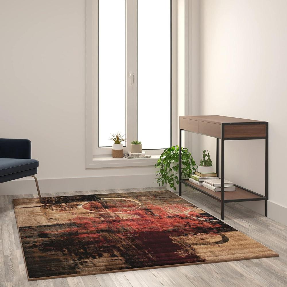 image:imageFlash Furniture Caldor Collection 6 x 9 Abstract Area Rug  Black and Gray Olefin Facing  Jute Backing  Living Room or Bedroom5 x 76 Rectangular