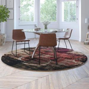 Flash Furniture Caldor Collection 6′ x 9′ Abstract Area Rug – Black and Gray Olefin Facing – Jute Backing – Living Room or Bedroom(7’10” (Round))