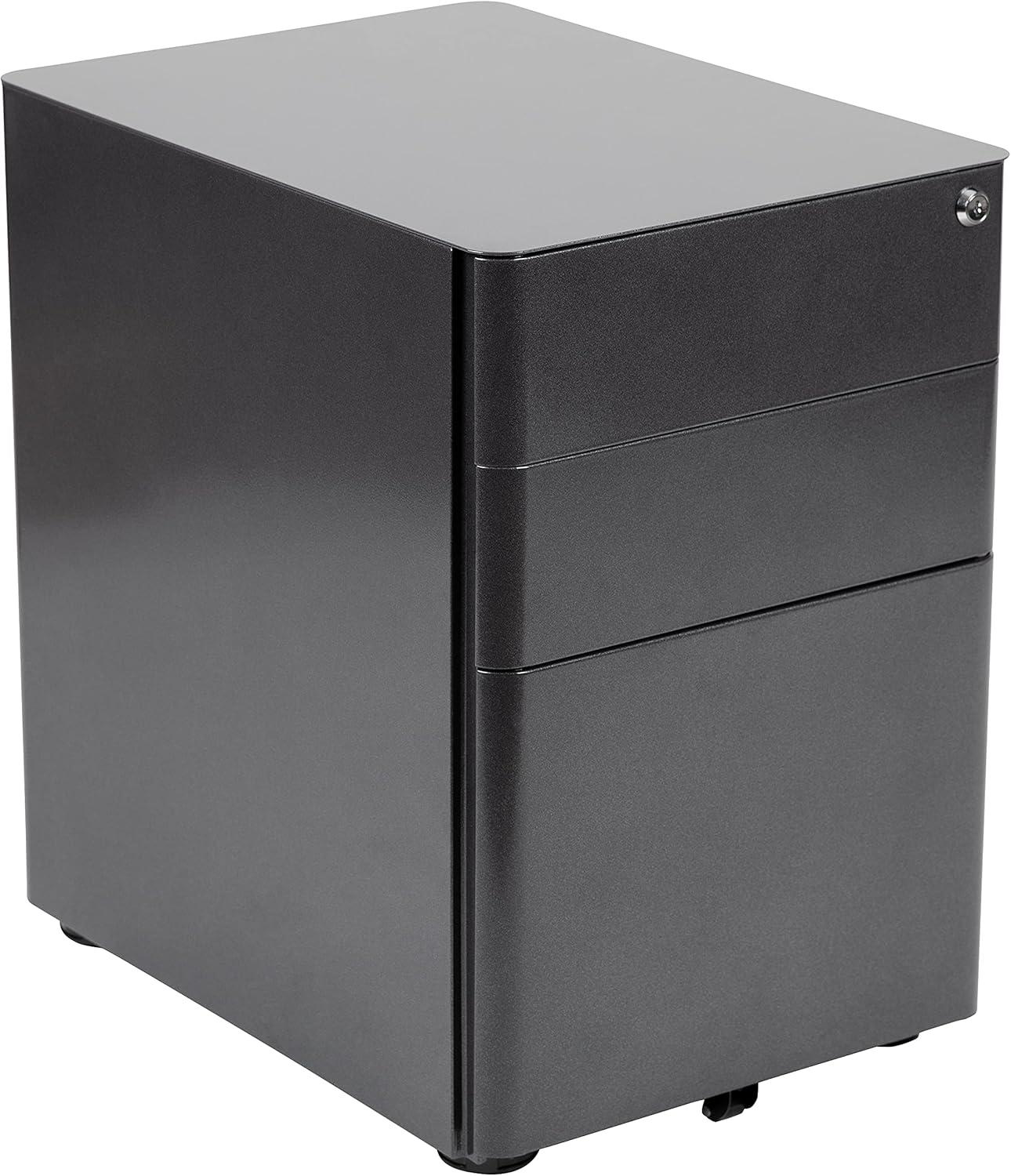 image:imageFlash Furniture Work From Home Kit Adjustable Computer Desk Ergonomic Mesh Office Chair and Locking Mobile Filing Cabinet with Inset HandlesBlack