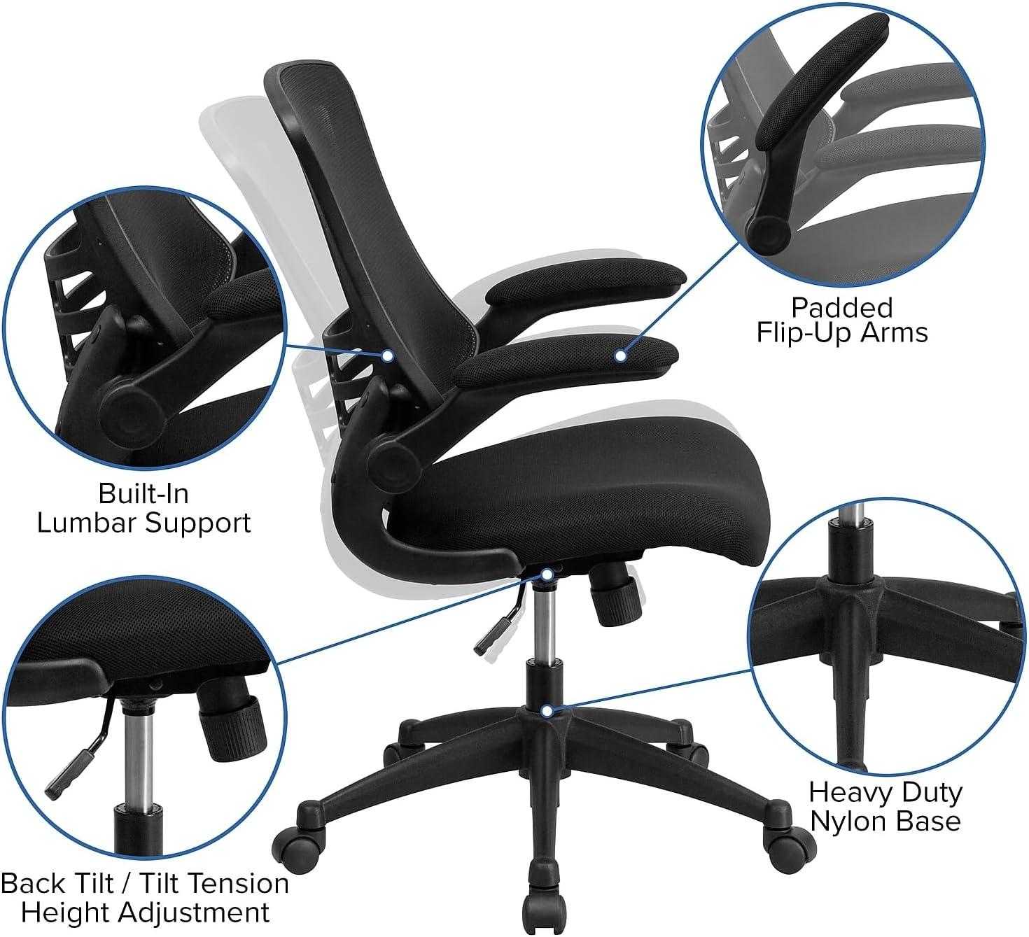 image:imageFlash Furniture Work From Home Kit Adjustable Computer Desk Ergonomic Mesh Office Chair and Locking Mobile Filing Cabinet with Inset HandlesBlack