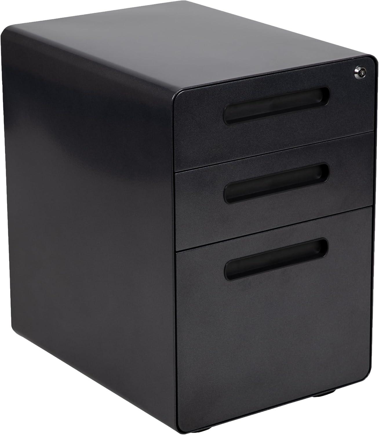 image:imageFlash Furniture Work From Home Kit Adjustable Computer Desk Ergonomic Mesh Office Chair and Locking Mobile Filing Cabinet with Inset HandlesBlack