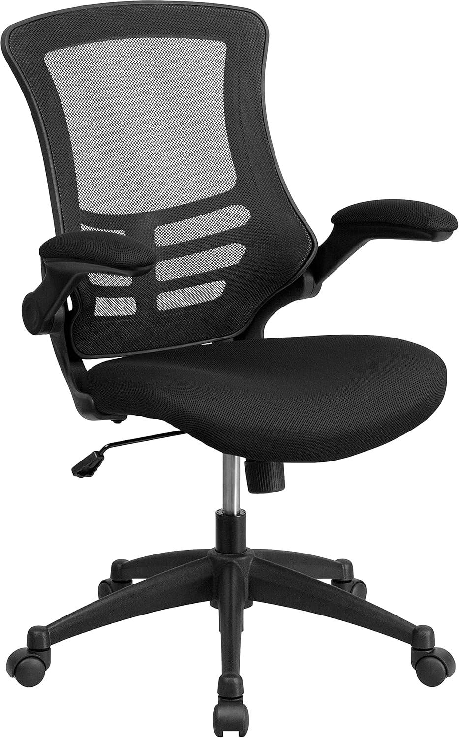image:imageFlash Furniture Work From Home Kit Adjustable Computer Desk Ergonomic Mesh Office Chair and Locking Mobile Filing Cabinet with Inset HandlesBlack