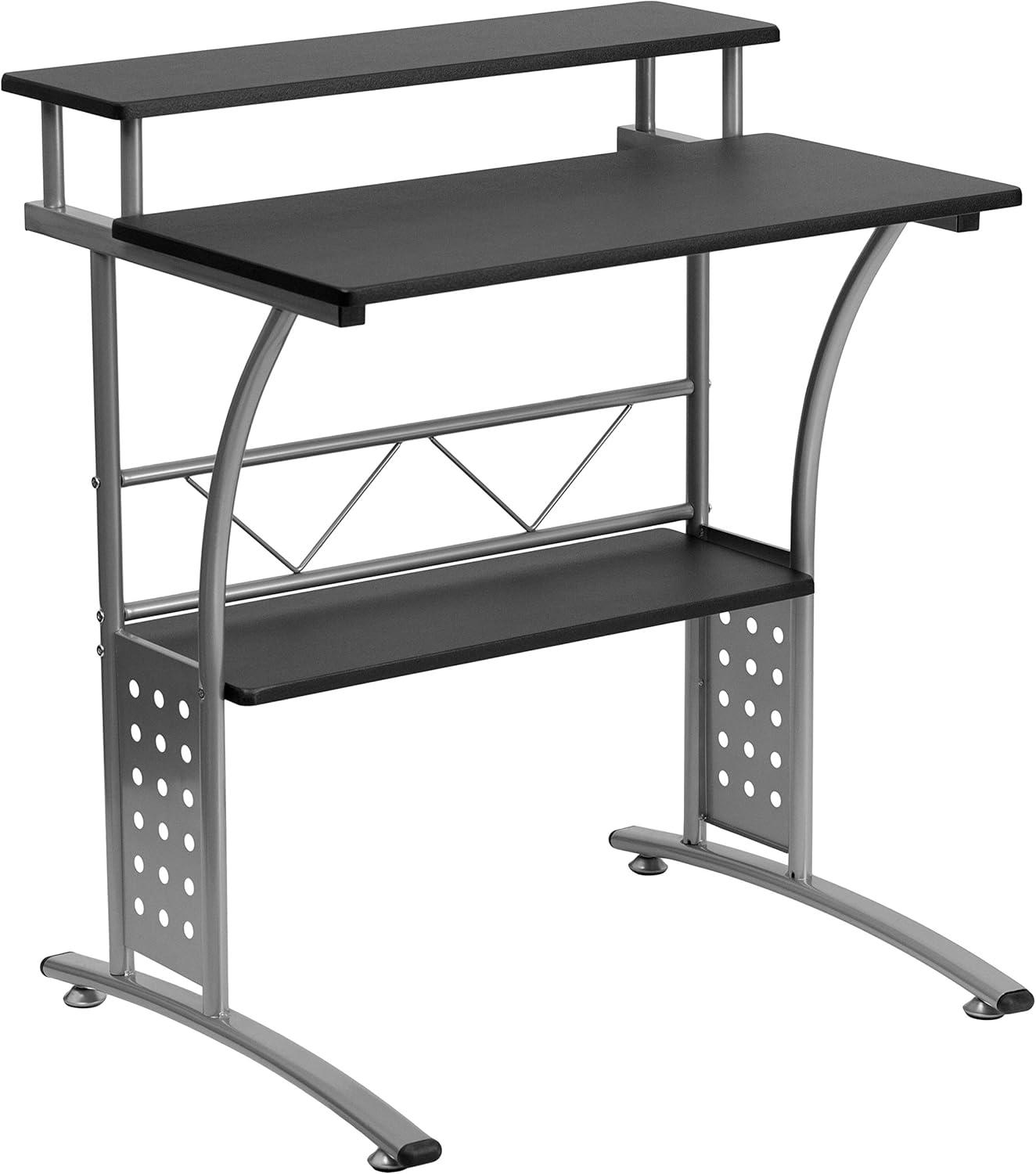 image:imageFlash Furniture Work From Home Kit Adjustable Computer Desk Ergonomic Mesh Office Chair and Locking Mobile Filing Cabinet with Inset HandlesBlack