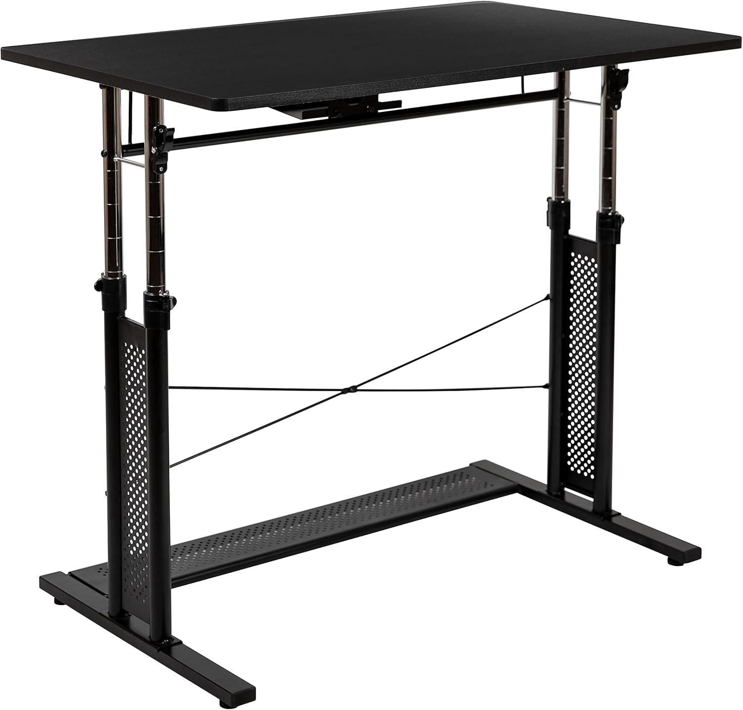 image:imageFlash Furniture Work From Home Kit Adjustable Computer Desk Ergonomic Mesh Office Chair and Locking Mobile Filing Cabinet with Inset HandlesBlack