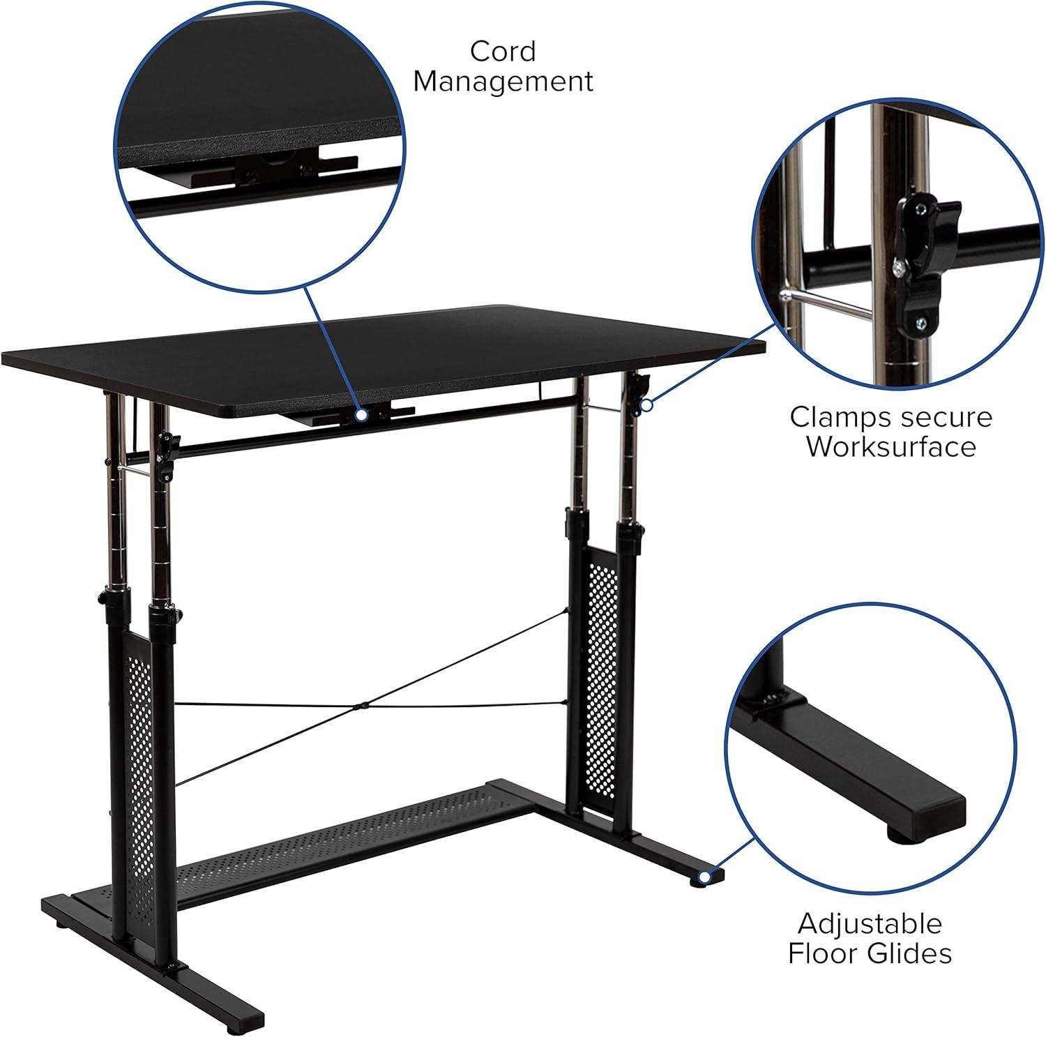 image:imageFlash Furniture Work From Home Kit Adjustable Computer Desk Ergonomic Mesh Office Chair and Locking Mobile Filing Cabinet with Inset HandlesBlack
