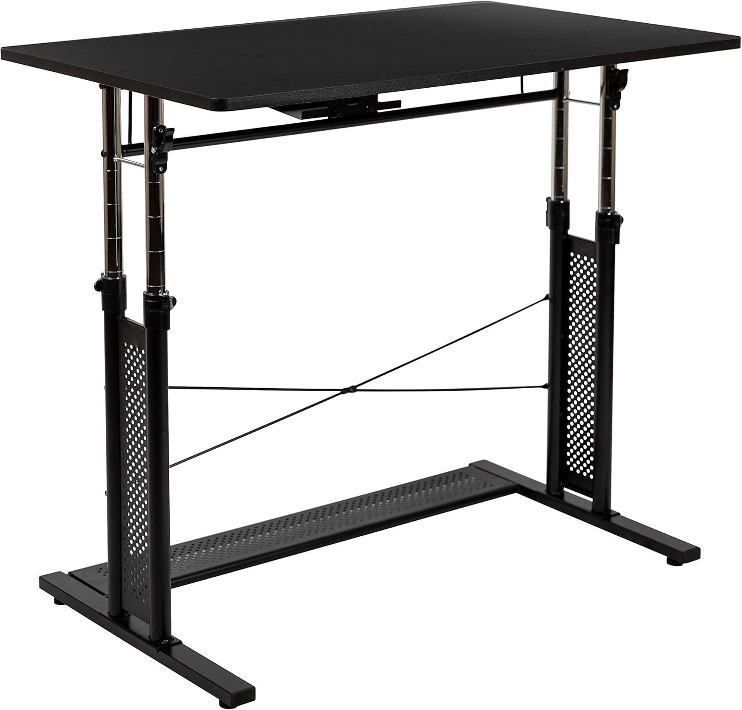 image:imageFlash Furniture Work From Home Kit Adjustable Computer Desk Ergonomic Mesh Office Chair and Locking Mobile Filing Cabinet with Inset HandlesBlack