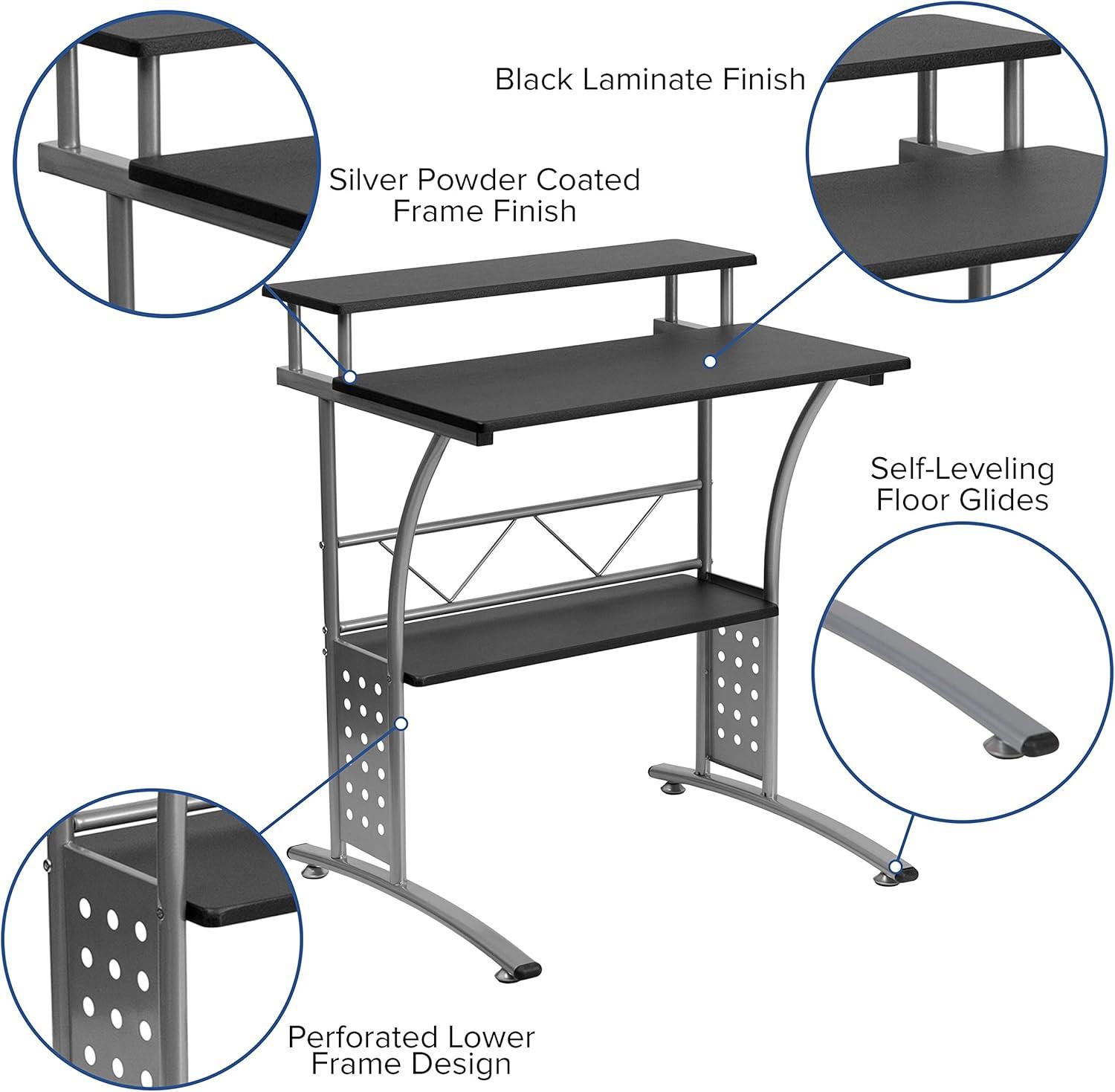 image:imageFlash Furniture Work From Home Kit Adjustable Computer Desk Ergonomic Mesh Office Chair and Locking Mobile Filing Cabinet with Inset HandlesBlack