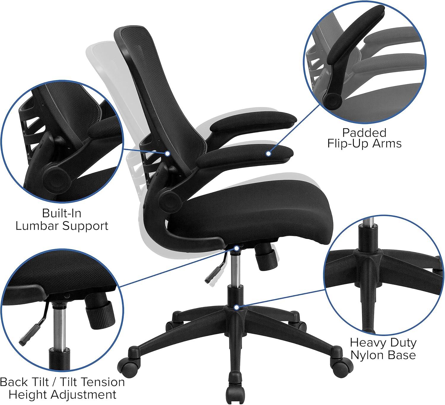 image:imageFlash Furniture Work From Home Kit Adjustable Computer Desk Ergonomic Mesh Office Chair and Locking Mobile Filing Cabinet with Inset HandlesBlack