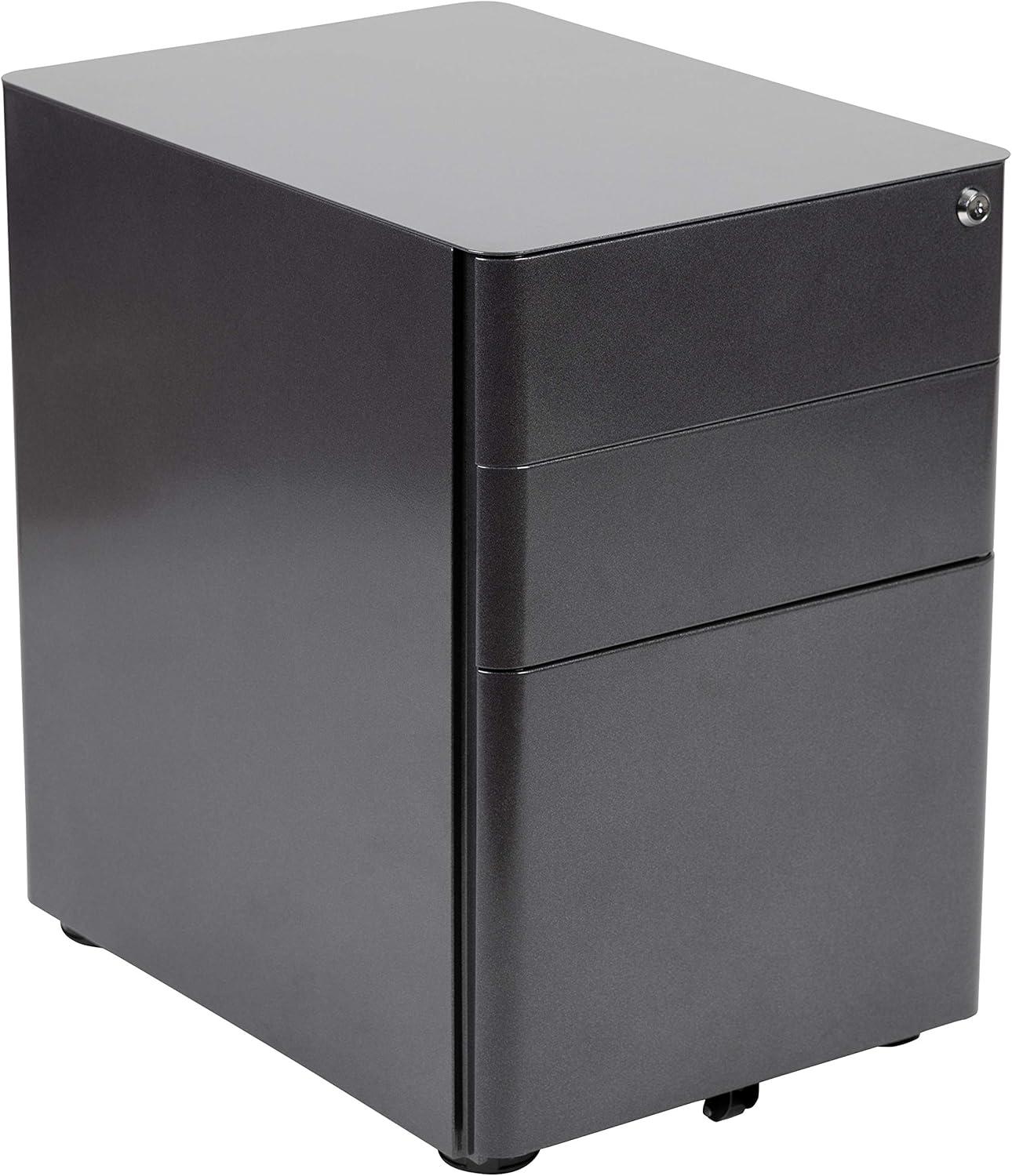 image:imageFlash Furniture Work From Home Kit Adjustable Computer Desk Ergonomic Mesh Office Chair and Locking Mobile Filing Cabinet with Inset HandlesBlack