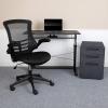 Flash Furniture Work From Home Kit – Adjustable Computer Desk, Ergonomic Mesh Office Chair and Locking Mobile Filing Cabinet with Inset Handles(Black)