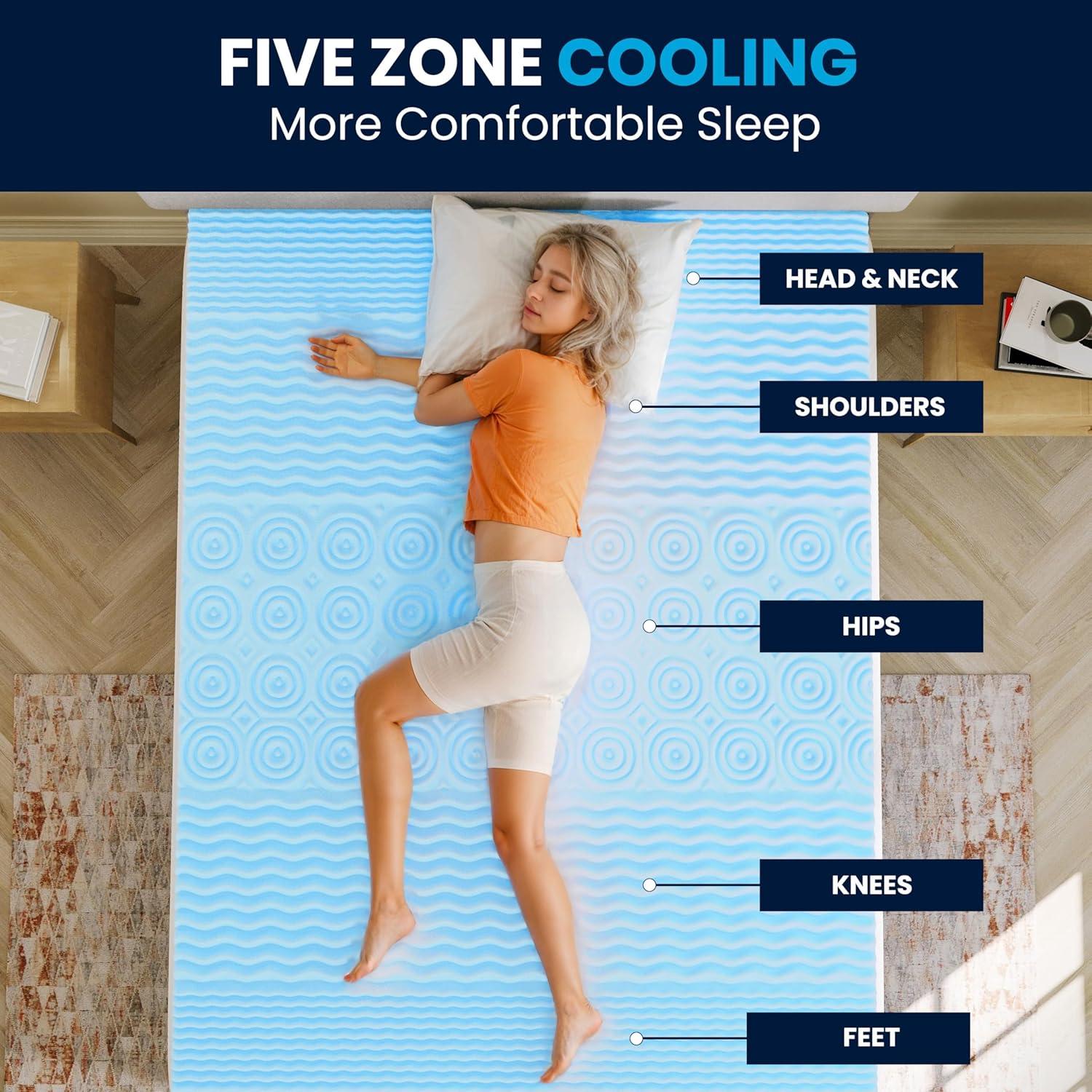 image:imageFlash Furniture Capri Comfortable Sleep MemoryFoam Topper Lavender Infused Mattress Topper Ventilated Design CertiPURUS Certified Foam 3 King PurpleBlue