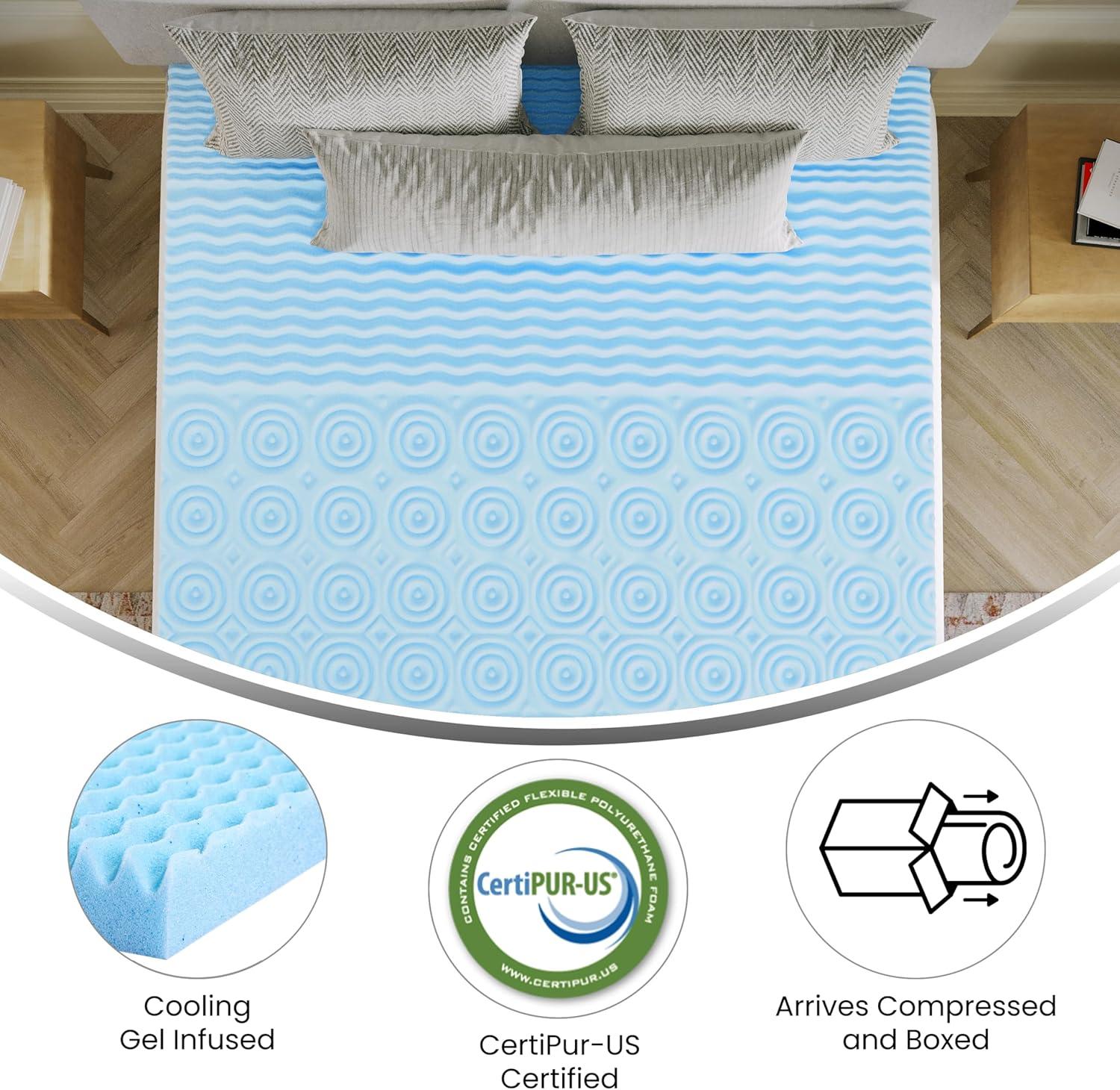 image:imageFlash Furniture Capri Comfortable Sleep MemoryFoam Topper Lavender Infused Mattress Topper Ventilated Design CertiPURUS Certified Foam 3 King PurpleGreen