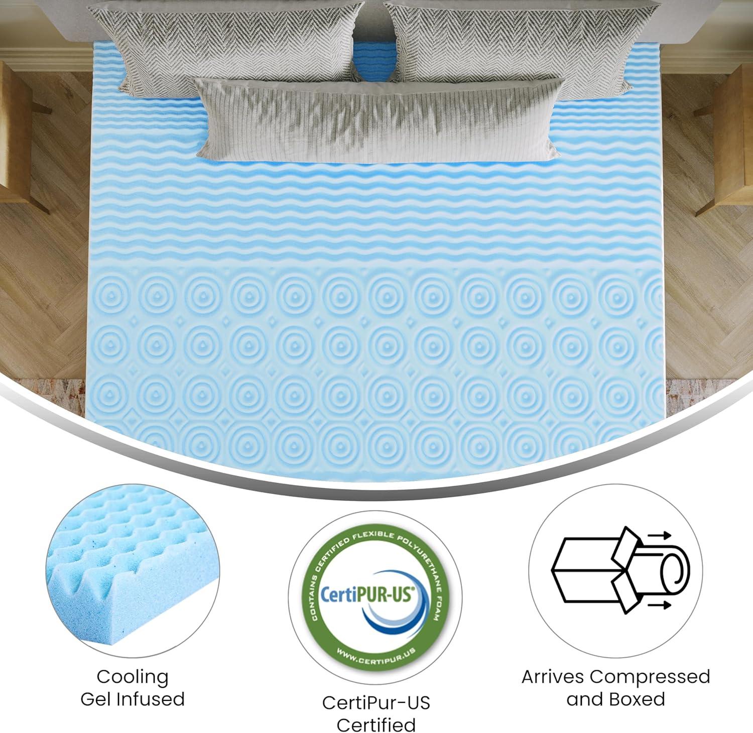 image:imageFlash Furniture Capri Comfortable Sleep MemoryFoam Topper Lavender Infused Mattress Topper Ventilated Design CertiPURUS Certified Foam 3 King PurpleGreen