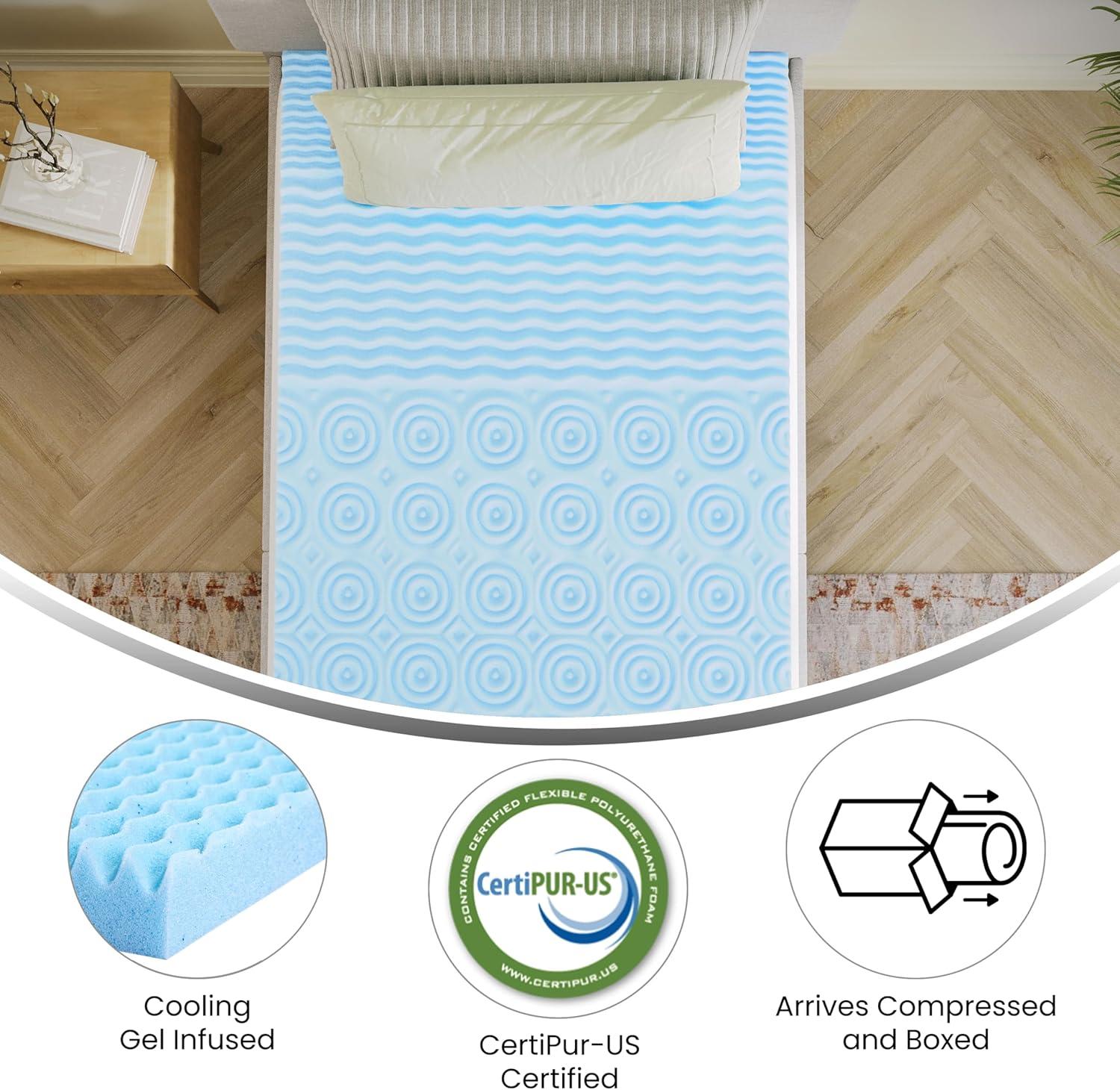 image:imageFlash Furniture Capri Comfortable Sleep MemoryFoam Topper Lavender Infused Mattress Topper Ventilated Design CertiPURUS Certified Foam 3 King PurpleGreen