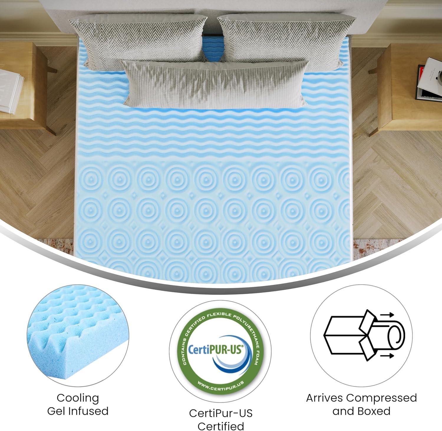 image:imageFlash Furniture Capri Comfortable Sleep MemoryFoam Topper Lavender Infused Mattress Topper Ventilated Design CertiPURUS Certified Foam 3 King PurpleGreen