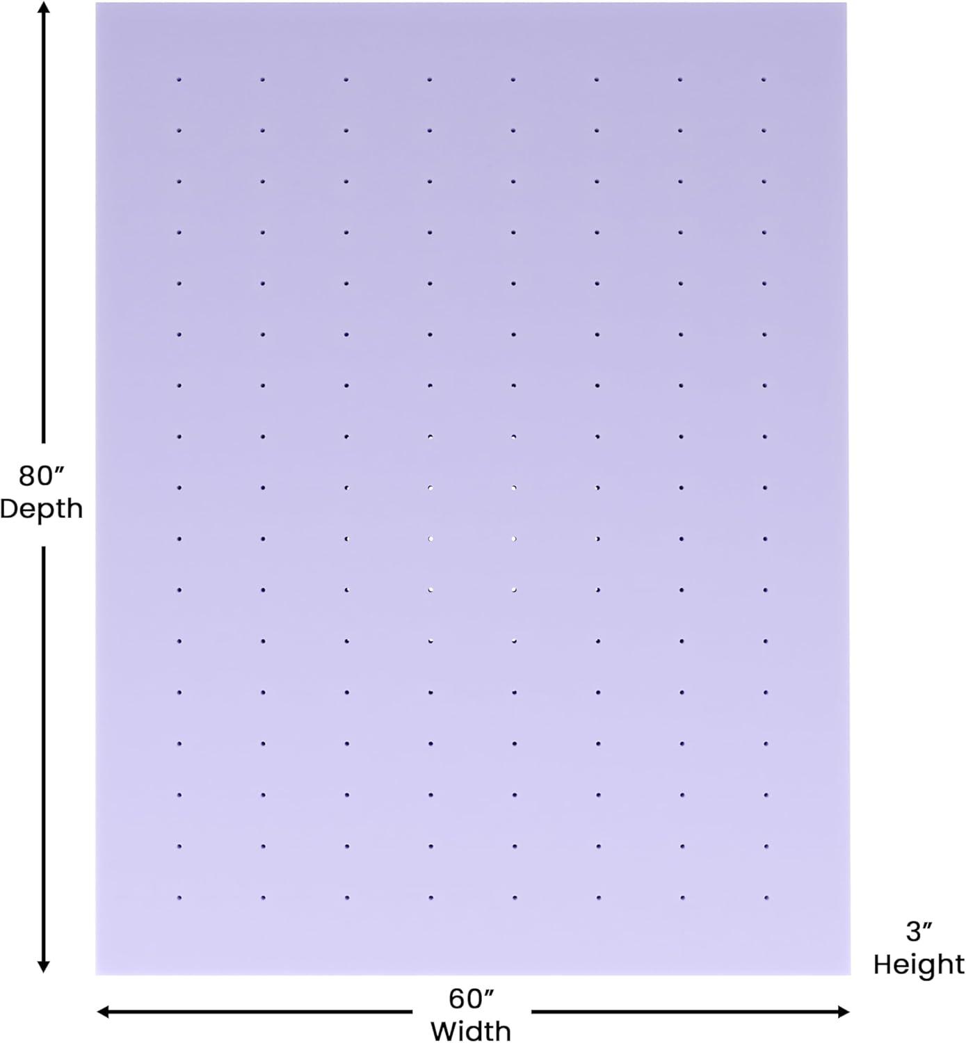 image:imageFlash Furniture Capri Comfortable Sleep MemoryFoam Topper Lavender Infused Mattress Topper Ventilated Design CertiPURUS Certified Foam 3 King PurplePurple