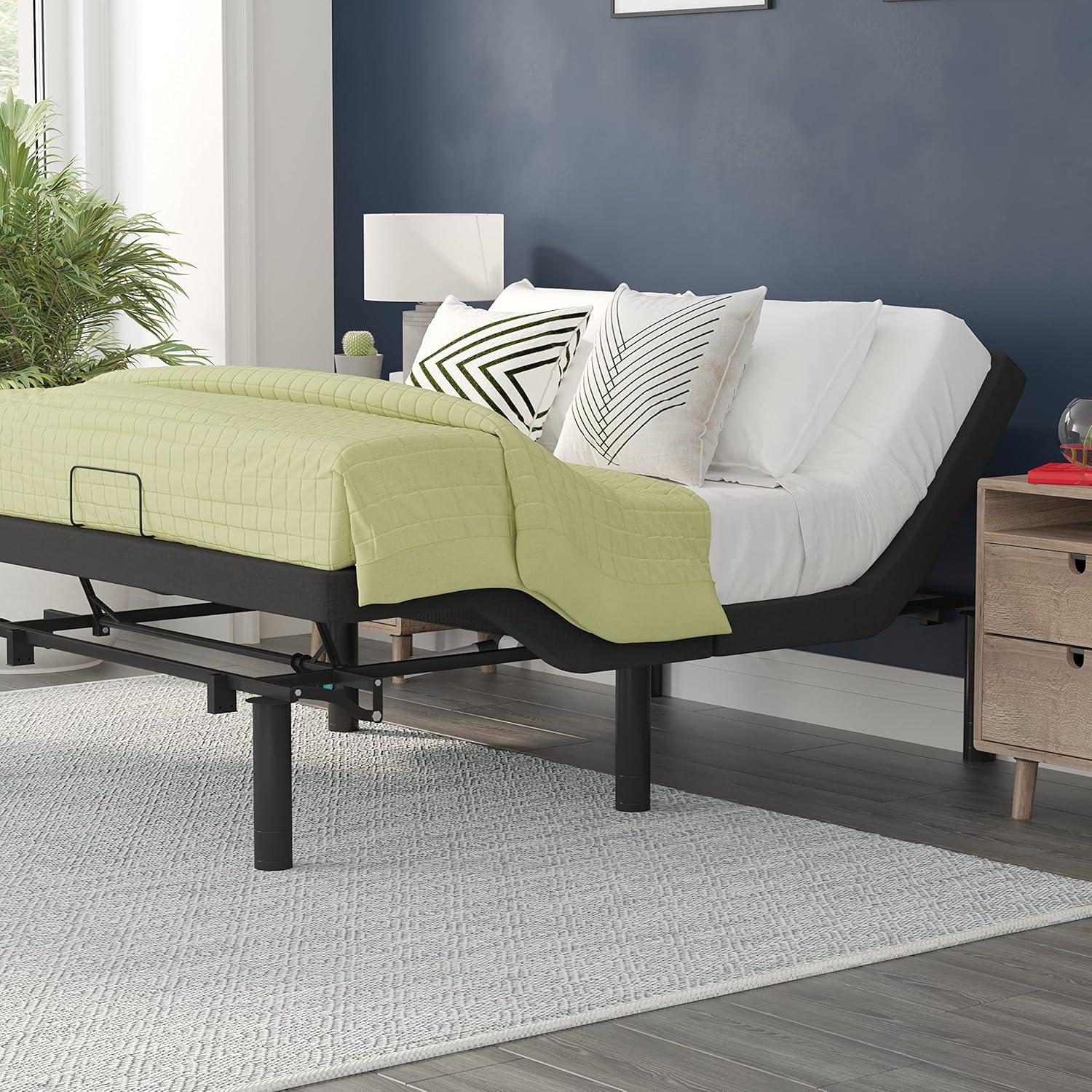 image:imageFlash Furniture Selene Adjustable Bed BaseBlack AntiSkid UpholsteryHeight Adjustable LegsProgrammable Wireless RemoteIndependent HeadFoot InclineTwin XLFull