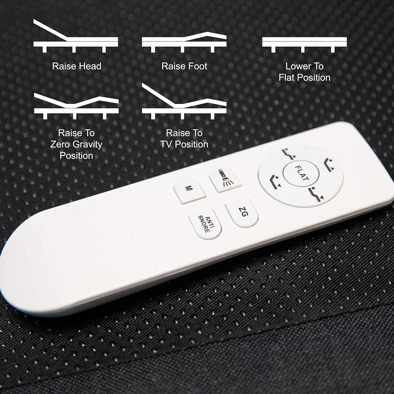 image:imageFlash Furniture Selene Adjustable Bed BaseBlack AntiSkid UpholsteryHeight Adjustable LegsProgrammable Wireless RemoteIndependent HeadFoot InclineTwin XLFull