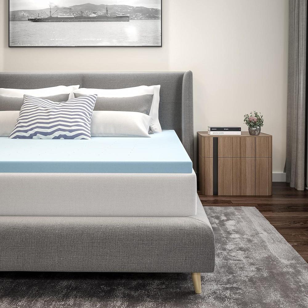 image:imageFlash Furniture Capri Comfortable Sleep MemoryFoam Topper Lavender Infused Mattress Topper Ventilated Design CertiPURUS Certified Foam 3 King PurpleBlue