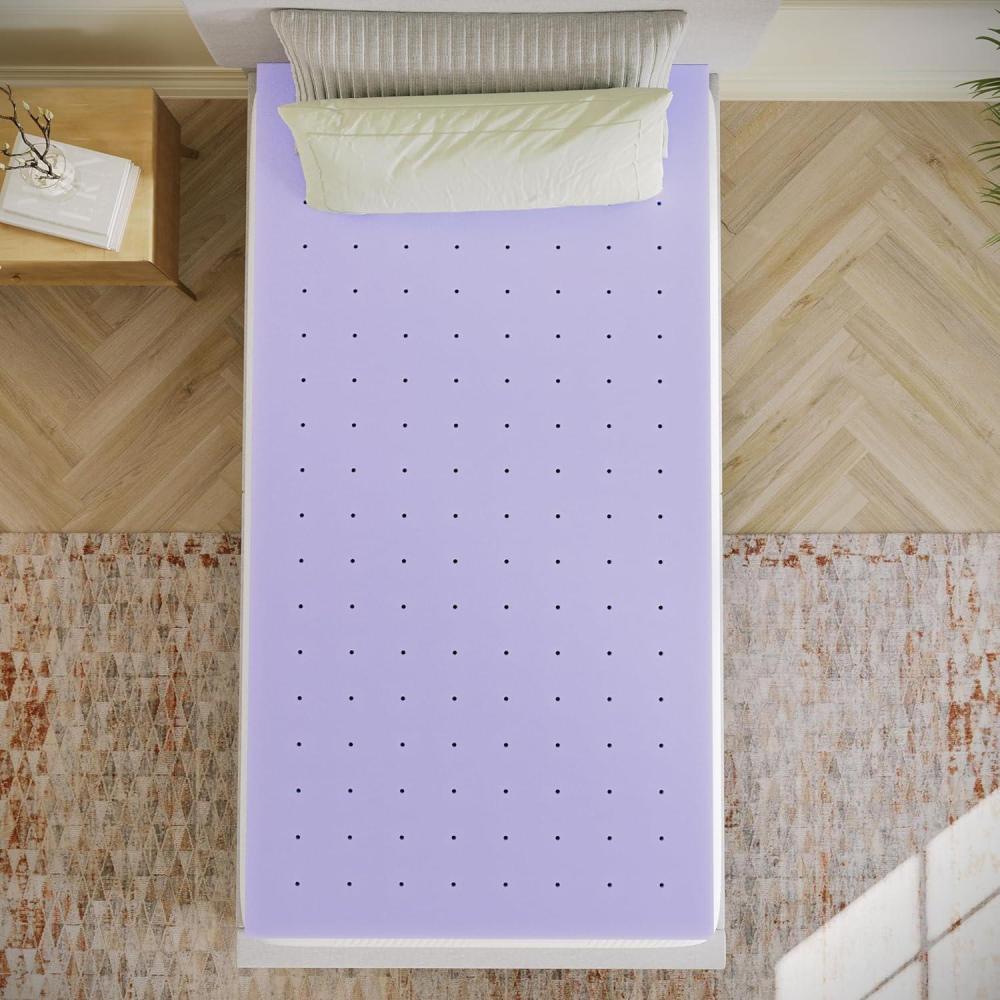 image:imageFlash Furniture Capri Comfortable Sleep MemoryFoam Topper Lavender Infused Mattress Topper Ventilated Design CertiPURUS Certified Foam 3 King PurplePurple